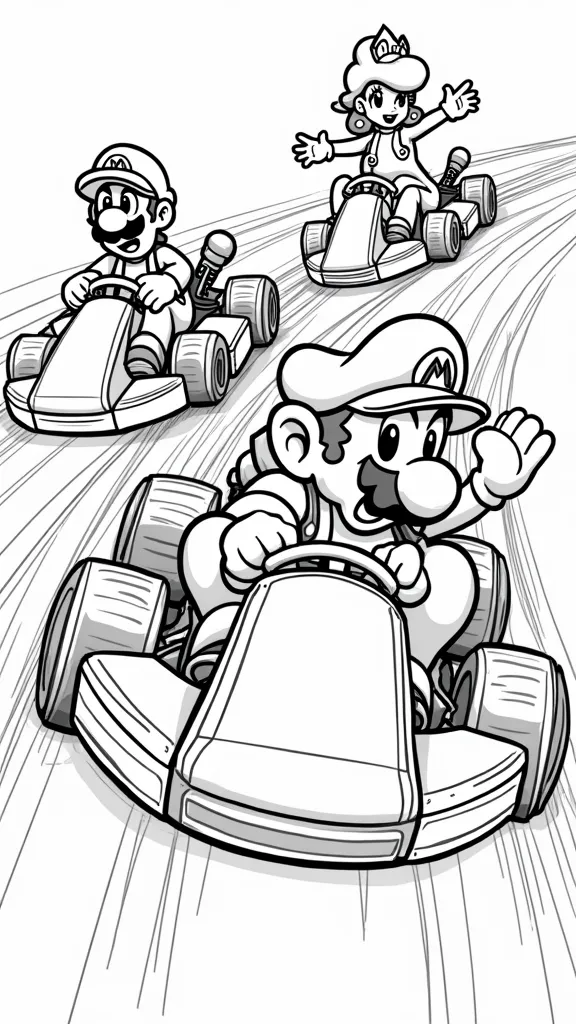 mario kart characters coloring pages